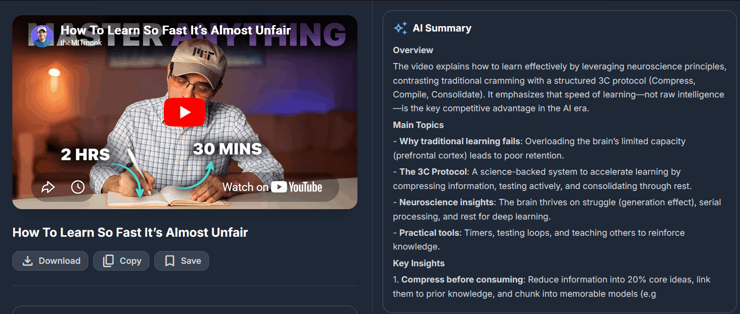 AI Summary Feature